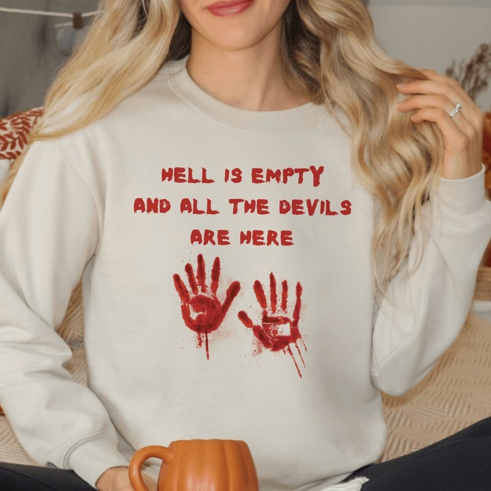 Devils' Descent Blood Handprint Halloween Sand Sweatshirt